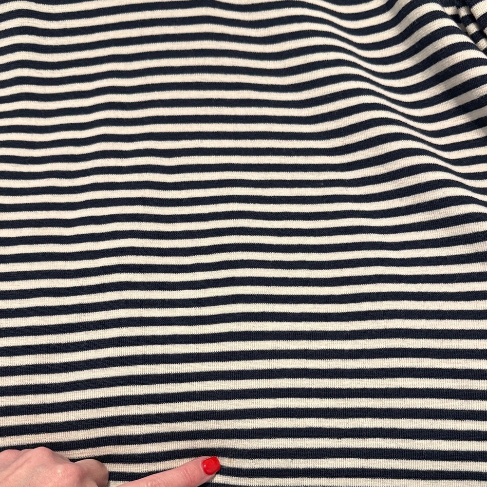 Veronica Beard Cream and Navy Striped V-Neck Sweater - Picture 5 of 6